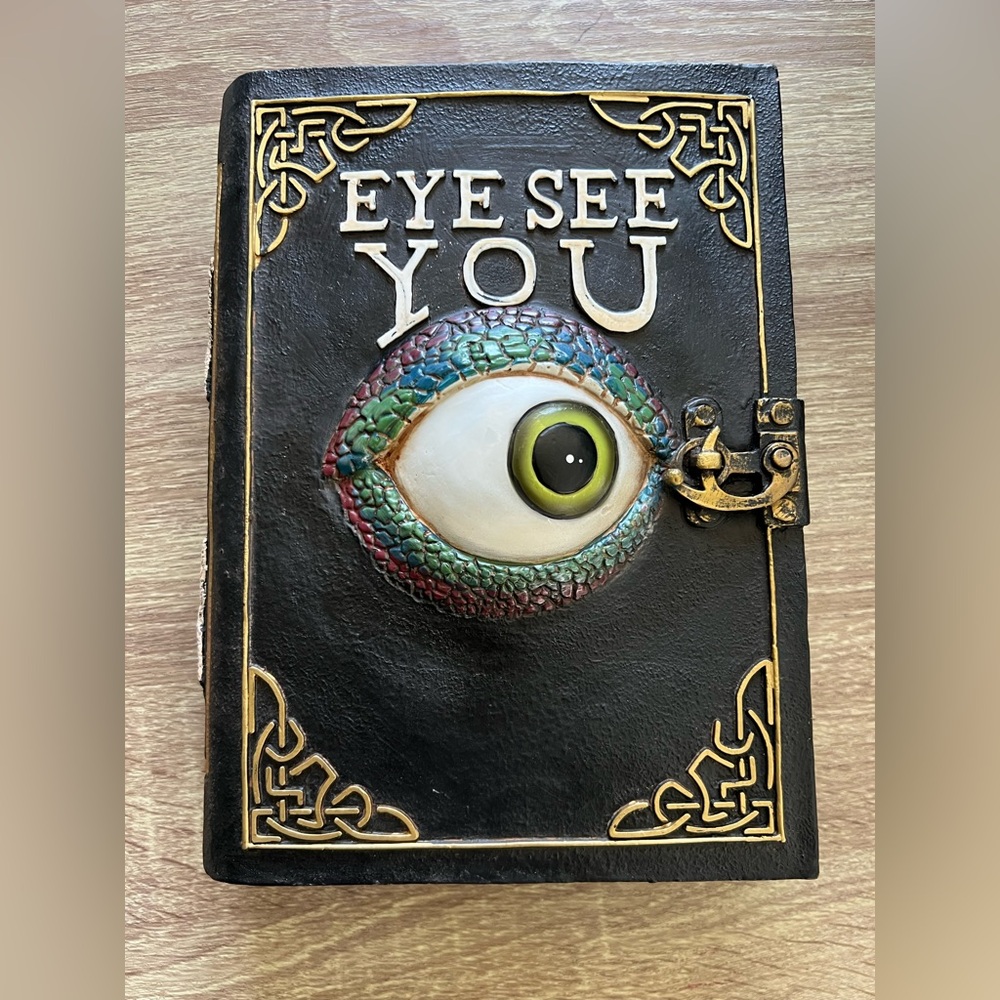 3D Eye Design Halloween book decor with Gold Accents